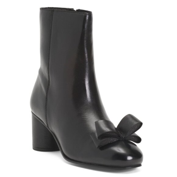 ALLONSI Shoes - ALLONSI Black Leather Anara Bow Ankle Boots